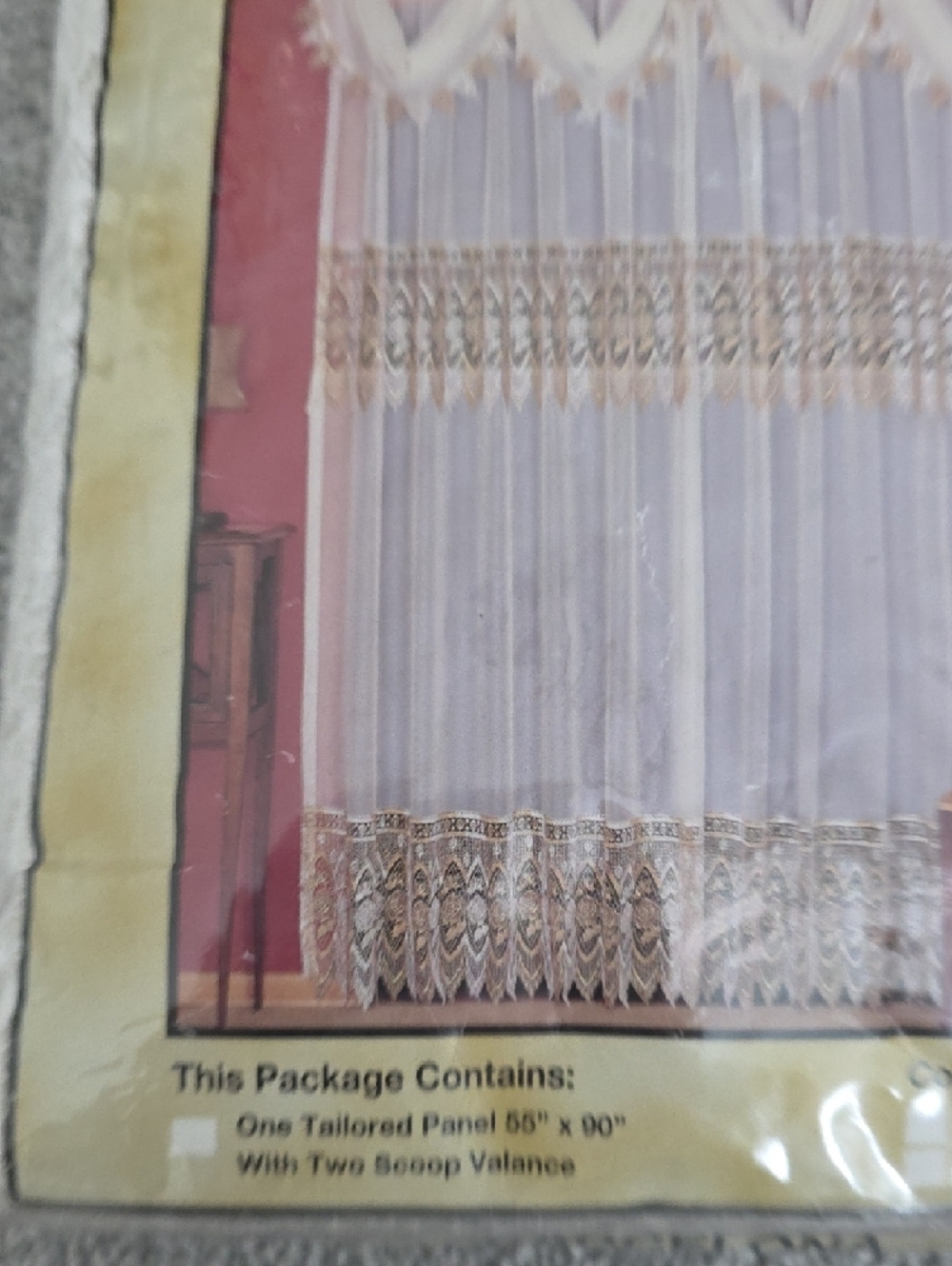 Beige and White Fine Macrame Panel Curtains - Picture 4 of 6